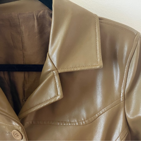 Camel brown faux leather trench coat - Picture 3 of 3